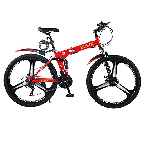 Folding Mountain Bike : EUSIX X9 Men Mountain Bike Women Bicycle 24 Speed 27.5 Inches High-carbon Steel Frame MTB 27.5 Inches Wheels with Suspension and Disc Brake Folding Bike for Men and Women