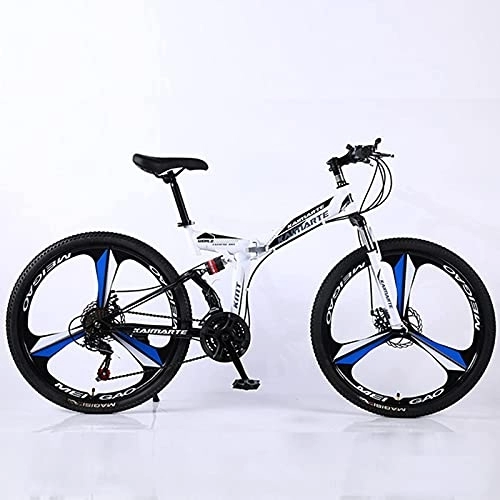 Folding Mountain Bike : FAXIOAWA Mountain Bike, Adult Folding Mountain Bike 26 Inch 27Speed Variable Speed Road Bicycle Cycling Off-road Soft Tail Bicycle Men Women Outdoor Sports Ride BU 3 wheels- 26" 21SPD (Wt 3 Wheels 26)