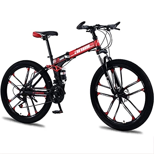 Folding Mountain Bike : FETION Children's bicycle 26 inch Folding Mountain Bike Full Suspension 24 Speed ?Gears Disc Brakes with Shock Absorbers Bicycle for Men and Women / 8584 (Size : 24 speed)