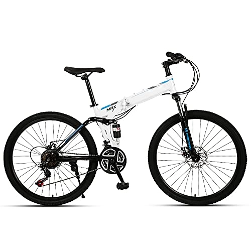 Folding Mountain Bike : FGKLU 26 inch Folding Mountain Bike for Adult Men Women, 21 Speed Outdoor MTB Bikes Bicycle, High-Carbon Steel Dual Disc Brakes, K