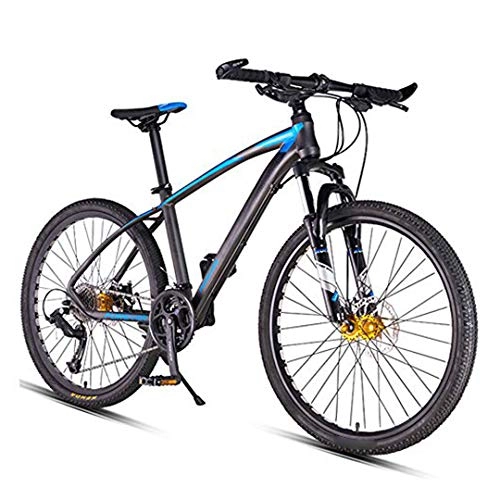 Folding Mountain Bike : FLY CC Mountain Bikes, 27-Speed Dual Disc Brake Hardtail Mountain Bike, Mens Women Adult All Terrain Mountain Bike, Adjustable Seat & Handlebar, Blue, 27.5in
