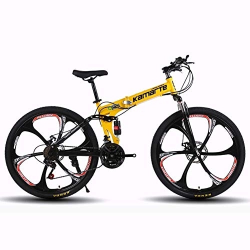 Folding Mountain Bike : Foldable Mountain Bicycle, 24"Foldable Portable Speed Double Disc Brakes for Mountain Biking 21 Speed High Carbon Steel Frame Double Disc Brakes Unisex Bicycle