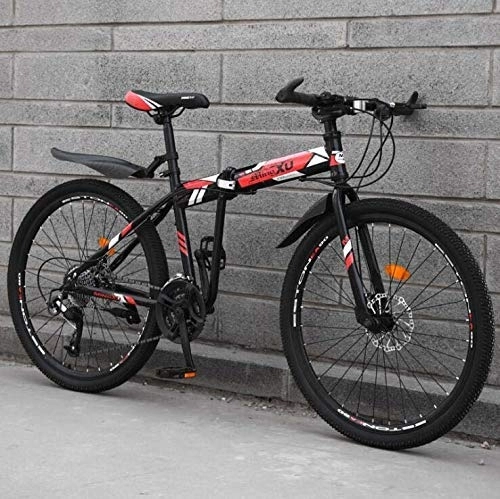 Folding Mountain Bike : Foldable Mountain Bike Bicycle for Adults Men And Women, Hardtail MBT Bike High-Carbon Steel Frame, Dual Disc Brakes And PC Pedals