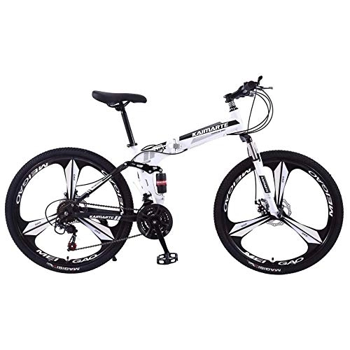 Folding Mountain Bike : Folding Bikemountain Bicycle Adult 26 Inch 21 / 24 / 27 Speed Shock Dual Disc Brakes Student Bicycle Assault Bike Folding Car, B-24Speed