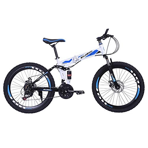 Folding Mountain Bike : Folding Mountain Bike, 24" Double Shock Absorption High Carbon Steel Bicycle 24 Speed Double Folding Adult Unisex Off Road Bikes Are Light And Fast, Red