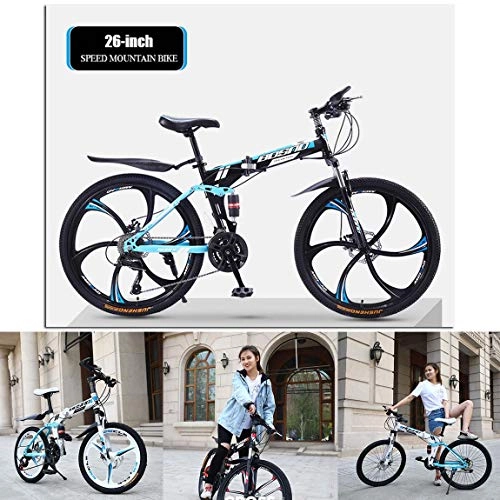 Folding Mountain Bike : Folding Mountain Bike 26in / 24in Full Suspension MTB Bikes Double Disc Brake Suspension Fork Rear Suspension Anti-Slip Bicycles21 / 24 / 27 / 30Speed Bicycle Sold by LLLOE