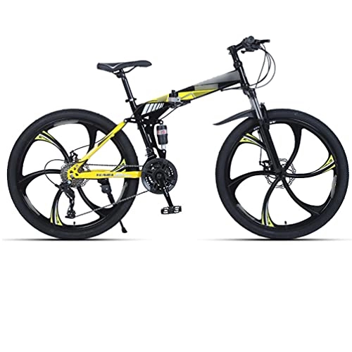 Folding Mountain Bike : Folding Mountain Bike, City Bike, Multiple Speed Mode Options, 26-Inch Six-Axle Wheels, Suitable for Men / Women / Teenagers, Multiple Colors
