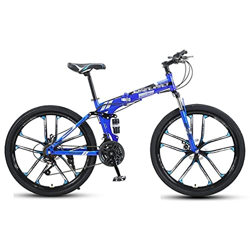 Folding Mountain Bike : Folding Mountain Bike, City Bike, Multiple Speed Mode Options, 26-Inch Ten-Axle Wheels, Suitable for Men / Women / Teens, Multiple Colors