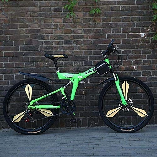 Folding Mountain Bike : Folding Mountain Bike for Adult Men And Women, High Carbon Steel Dual Suspension Frame Mountain Bicycle, Mium Alloy Wheels