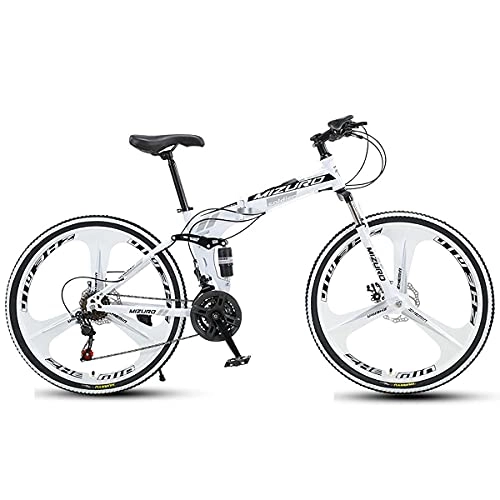 Folding Mountain Bike : Folding Mountain Bike For Men Women Adult Folding Bike Portable Trek Bicycles 21 / 24 / 27 Speed With Double Disc Brake Precise Gear Shifter Full Suspension 24 / 26 Inch