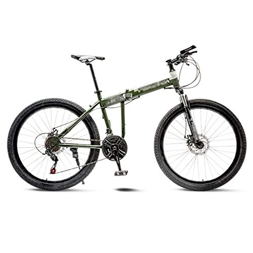 Folding Mountain Bike : GAOTTINGSD Adult Mountain Bike Folding Mountain Bicycle Road Bike Men's MTB 21 Speed Bikes Wheels For Adult Womens (Color : Green, Size : 26in)