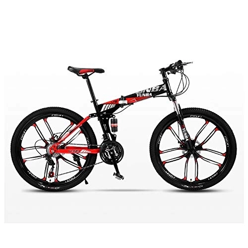 Folding Mountain Bike : GAOTTINGSD Adult Mountain Bike Folding Mountain Bicycle Road Bike Men's MTB 24 Speed Bikes Wheels For Adult Womens (Color : Red, Size : 24in)