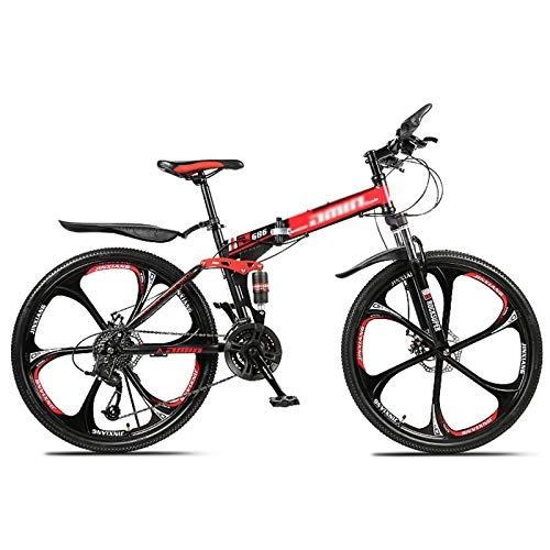 Folding Mountain Bike : GQFGYYL-QD Mountain Bike with Adjustable Seat and Shock Absorption, 26 Inches Wheels 24 Speed Foldable Dual Disc Brakes Mountain Trail Bicycle, for Adults Outdoor Riding, 3