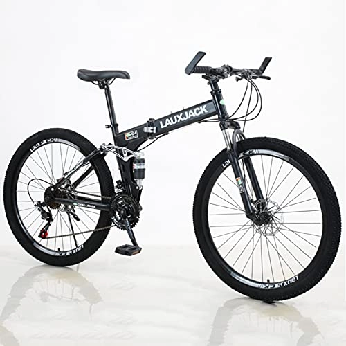 Folding Mountain Bike : GREAT Folding Mountain Bicycle Bike, Double Shock-absorbing Mountain Bike, 26" Wheel Bike Carbon Steel Bicycle For Adult, Front And Rear Mechanical Disc Brakes(Size:27 speed, Color:Black)