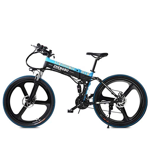 Folding Mountain Bike : GTYW, Electric, Folding, Bicycle, Mountain, Bicycle, Adult Moped, 400W, City Electric Car, 48V / 10ah, High-intensity Double-gas Shock Absorption, Battery Life 90km, C-400W / 48v10ah