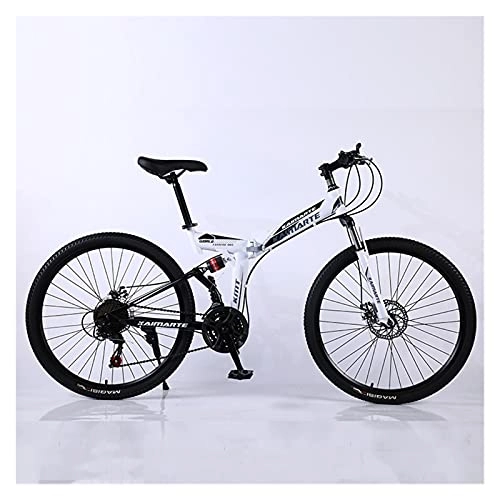 Folding Mountain Bike : GUHUIHE Road Bikes Racing Bicycle Foldable Bicycle Mountain Bike 26 / 24 Inch Steel 21 / 24 / 27 Speed Bicycles Dual Disc Brakes (Color : White spoke wheel, Number of speeds : 24 Inches 27Speed)