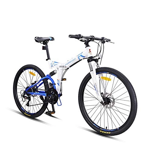 Folding Mountain Bike : GUI-Mask SDZXCFolding Mountain Bike Bicycle Speed Male Adult with Double Shock Absorption Soft Tail Off-Road Student Racing