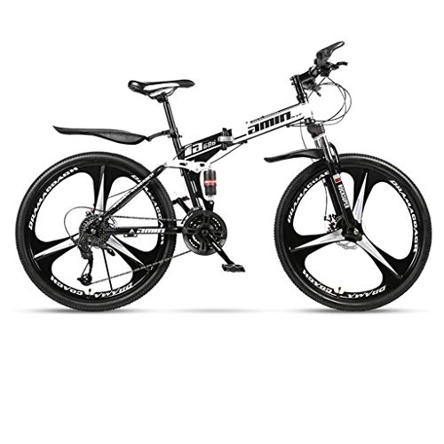Folding Mountain Bike : GXQZCL-1 26inch Mountain Bike, Folding Hard-tail Bicycles, Full Suspension and Dual Disc Brake, Carbon Steel Frame MTB Bike (Color : Black, Size : 24-speed)