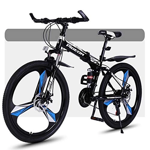 Folding Mountain Bike : GXQZCL-1 Mountain Bike, Folding Hard-tail Mountain Bicycles, Steel Frame, Dual Suspension and Disc Brake, 26inch Wheels MTB Bike (Color : C, Size : 24-speed)