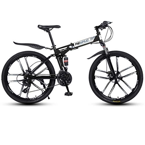 Folding Mountain Bike : GXQZCL-1 Mountain Bike, Folding Mountain Bicycles, Dual Suspension and Dual Disc Brake, MTB Bike MTB Bike (Color : Black, Size : 27-speed)
