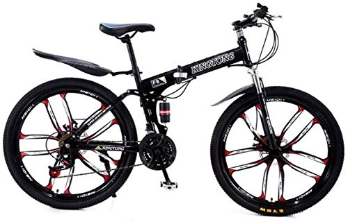 Folding Mountain Bike : HCMNME durable bicycle, Mountain Bike Folding Bikes, 24Speed Double Disc Brake Full Suspension AntiSlip, Lightweight Aluminum Frame, Suspension Fork, Multiple Colors24 Inch / 26 Inch Outdoor sport