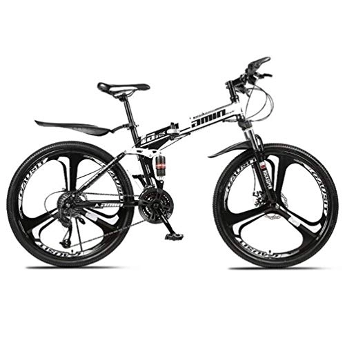 Folding Mountain Bike : High-carbon Steel Folding Mountain Bike, 26 Inch Wheel Freestyle Bike Bicycle (Color : Black, Size : 30 speed)