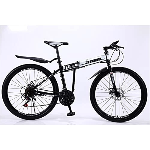 Folding Mountain Bike : High-Profile Folding Mountain Bike, 26-Inch Spoke Wheels, 21 / 24 / 27 / 30 Speed, Disc Brakes, Multiple Colors. (No Shock Absorbers), Black And White, 27 speed