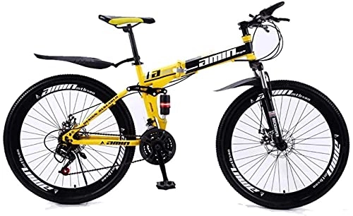 Folding Mountain Bike : HJRBM Mountain Bike Folding Bikes， 26Inch 24-Speed Double Disc Brake Full Suspension Anti-Slip， Lightweight Frame， Suspension Fork 7-10，W 2 jianyou (Color : R 4)