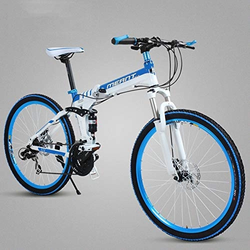 Folding Mountain Bike : Hxx Folding Mountain Bike, 26" 27 Speed Aluminum Alloy Frame Double Shock Double Disc Brake Student Adult Bicycle Spoke Wheel / One Wheel Optional, A