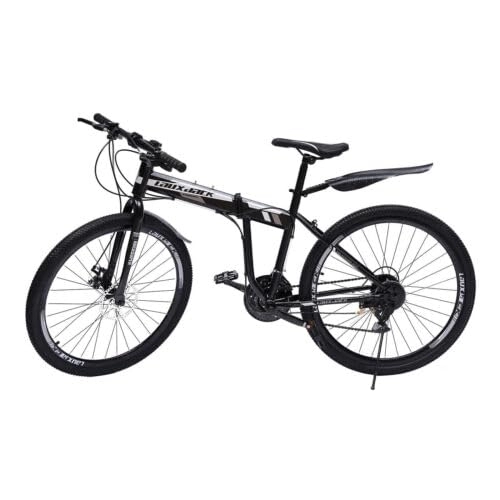 Folding Mountain Bike : innytund 26" Mountain Bike 21 Speed Folding Mountain Bicycles Folding Adult Womens Mens Bicycle MTB Carbon Steel Bike Front and Rear Mechanical Disc Brakes, Black