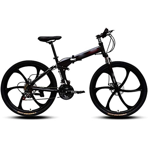 Folding Mountain Bike : JCX Folding Mountain Bike Bicycle Hardtail Mountain Bikes Adult Mountain Bike, 26 Inch Wheels, Mountain Trail Bike High Carbon Steel Folding Outroad Bicycles, 21-Speed Bicycle Full Dual Disc Brakes