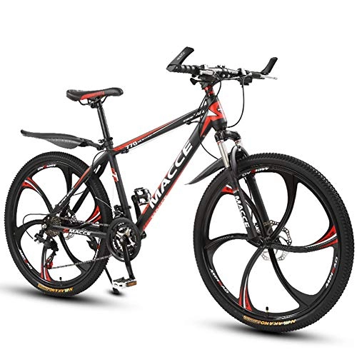 Folding Mountain Bike : JESU Youth and Adult Mountain Bike, High-carbon steel Frame, 21, 24, 27 Speeds, Six cutter wheel, Multiple Colors, BlackRed 26 inch, 21Speed