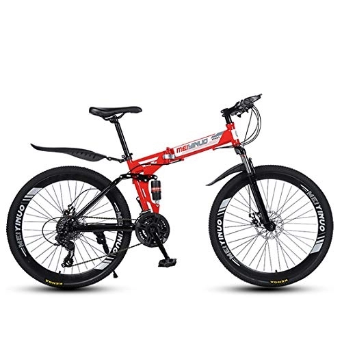 Folding Mountain Bike : JIAODIE Foldable Mountain Bike 26 Inches, MTB Bicycle with 40 Cutter Wheel, Disc Brake Bicycle Folding Bike Fits Most Adult Teens Etc, Red