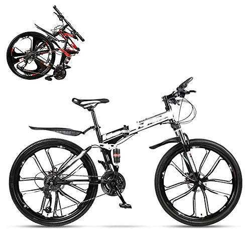 Folding Mountain Bike : JIAWYJ YANGHAO-Adult mountain bike- Folding adult bicycle, 24-inch hydraulic shock off-road racing, lockable U-shaped fork, double shock absorption, 21 / 24 / 27 / 30 speed YGZSDZXC-04