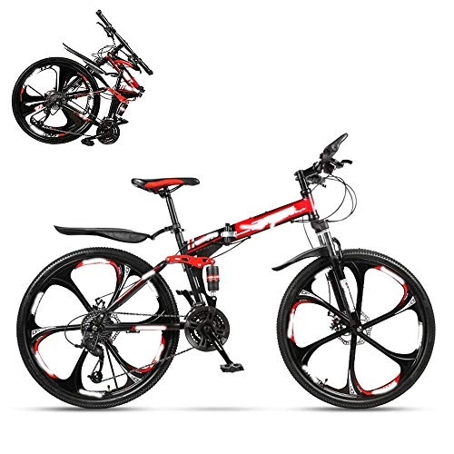 Folding Mountain Bike : JIAWYJ YANGHAO-Adult mountain bike- Folding Adult Bike, 26 Inch Dual Shock Absorption Off-road Racing, 21 / 24 / 27 / 30 Speed Optional, Lockable U-shaped Front Fork, 4 Colors, Including Gifts YGZSDZXC-04