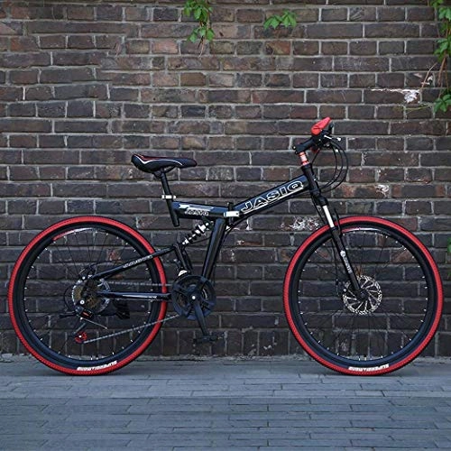 Folding Mountain Bike : JIAWYJ YANGHAO-Adult mountain bike- Mountain Bike Folding Bikes, 24 / 26 Inch 21-Speed Double Disc Brake Full Suspension Anti-Slip, Off-Road Variable Speed Racing Bikes for Men and Women YGZSDZXC-04