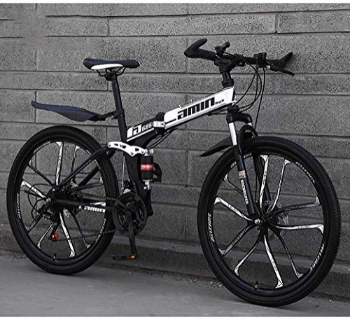 Folding Mountain Bike : JIAWYJ YANGHAO-Adult mountain bike- Mountain Bike Folding Bikes, 26" 30-Speed Double Disc Brake Full Suspension Anti-Slip, Lightweight Frame, Suspension Fork YGZSDZXC-04 (Color : W 4)