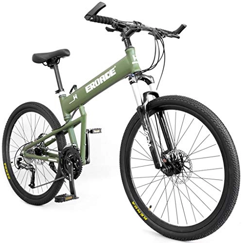 Folding Mountain Bike : JLFSDB Mountain Bike 26" Foldable Mountain Bicycles 27 / 30 Speeds Off-road Lightweight Aluminum Alloy Frame Full Suspension Double Disc Brake (Color : Green, Size : 30speed)