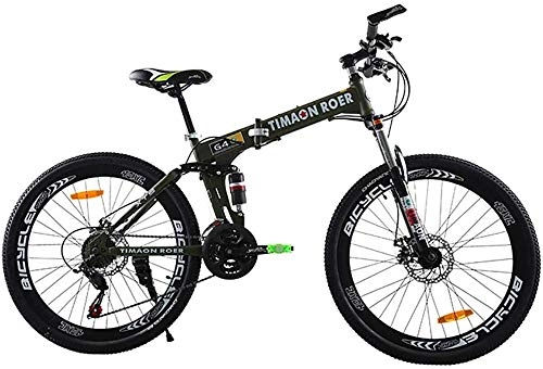 Folding Mountain Bike : June 24 Speed Off-Road Disc Brake Mountain Bike Adult 26 Inch Folding Mountain Bike With Shock Absorber Front Fork, Black, White
