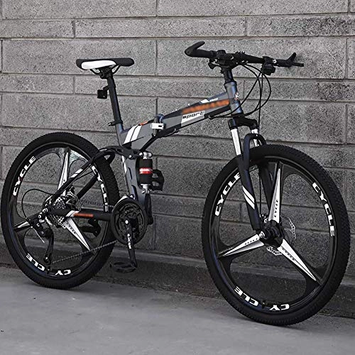 Folding Mountain Bike : JXINGY 26 Inch Adult Mountain Bike Thickened Carbon Steel Frame Dual Disc Brakes Folding Outroad Bicycles Adult Student Mountain Bike