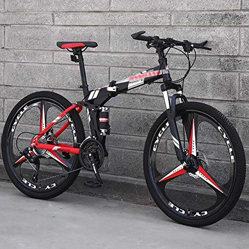 Folding Mountain Bike : JXINGY Mountain Bikes Bicycles Dual Disc Brakes High Carbon Steel FullSuspension Frame Lightweight Mini Folding Outroad Bicycles 24 Inch
