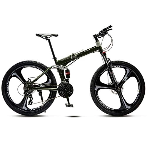 Folding Mountain Bike : JXJ Folding Mountain Bike 24 Inches 21 / 24 / 27 / 30 Speed 3-spoke Wheels Dual Disc Brake High Carbon Steel Mtb Bicycle for Adult Teens Urban Commuters