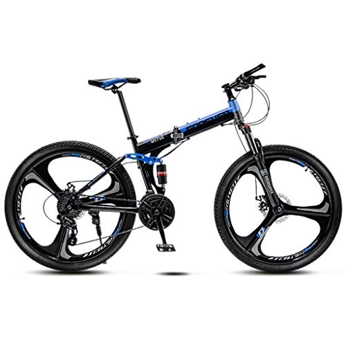 Folding Mountain Bike : JXJ Mountain Bike 26 Inch High Carbon Steel Folding Bicycle Dual Disc Brakes Full Suspension Mtb Bikes with 21 / 24 / 27 / 30 Speed, for Adult Teens Men Women