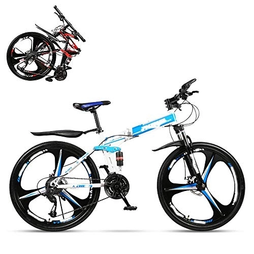 Folding Mountain Bike : JYCTD Folding Adult Bicycle, 26 Inch Variable Speed Mountain Bike, Double Shock Absorber for Men and Women, Dual Disc Brakes, 21 / 24 / 27 / 30 Speed Optional