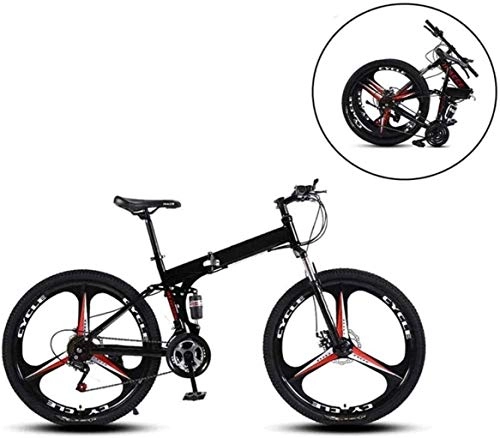 Folding Mountain Bike : JYD 26-inch mountain bikes, collapsible frame made of carbon steel with a variable speed twin shock absorption three cutting wheels foldable bicycle speed 7 to 2.27