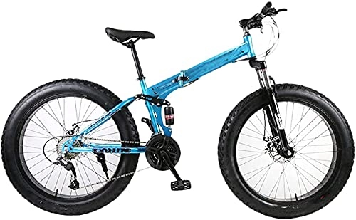 Folding Mountain Bike : JYTFZD WENHAO 26 Inch Wheel Adult Foldable Mountain Fat Bike, 27 Speed 4.0 Super Wide Tires Sports Cycling Road Bicycle, for Urban Environments and Commuting To and From Get Off Work