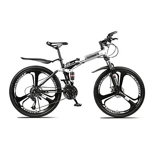 Folding Mountain Bike : Kays 26 Inch Mountain Bike Folding 21 / 24 / 27 Speed Bicycle With Double Suspension System Road Offroad City Unisex(Size:27 Speed, Color:White)