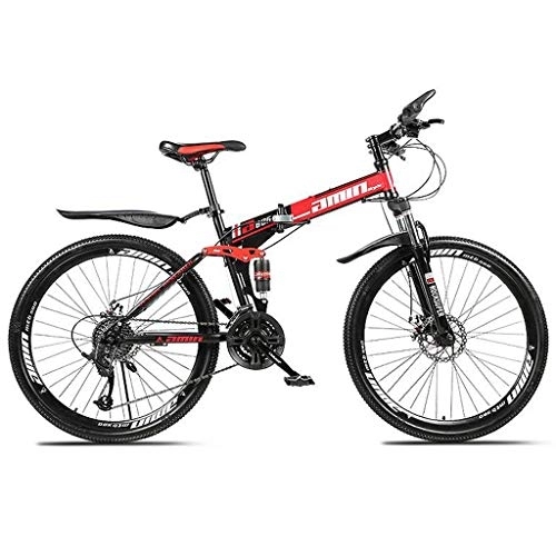 Folding Mountain Bike : Kays Mountain Bike, 26'' Inch Foldable Bicycles 21 / 24 / 27 Speeds Women / Men MTB Lightweight Carbon Steel Frame Front Suspension (Color : Red, Size : 27speed)