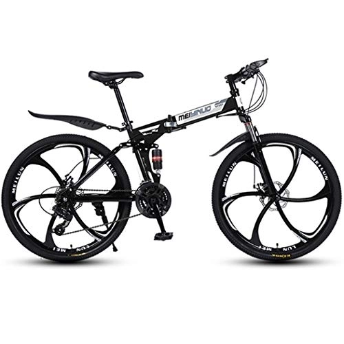 Folding Mountain Bike : Kays Mountain Bike, Foldable Bicycles, Carbon Steel Frame, Dual Suspension And Dual Disc Brake, MTB Bike, 26inch Wheels (Color : Black, Size : 21-speed)