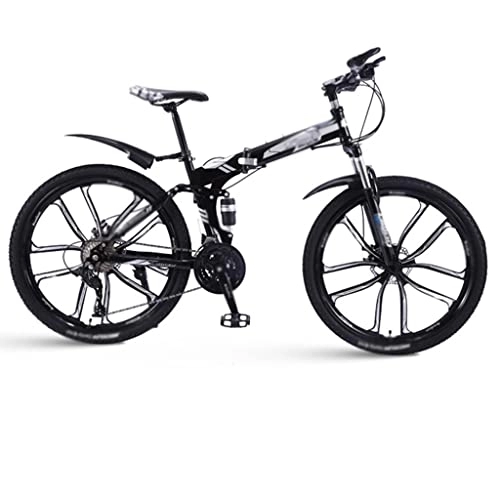 Folding Mountain Bike : KDHX Mountain Bike Foldable Bicycle 26 Inch Wheels 30 Speed High Carbon Steel Frame Disc Brake System for Adults and Youth